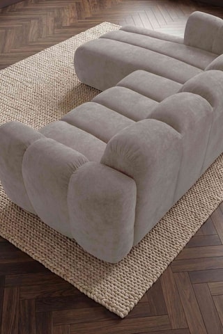 Canapé d'angle gauche convertible Michell - Beige - 6 places - En tissu chenille antitache
