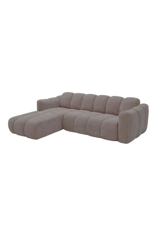 Canapé d'angle gauche convertible Michell - Beige - 6 places - En tissu chenille antitache