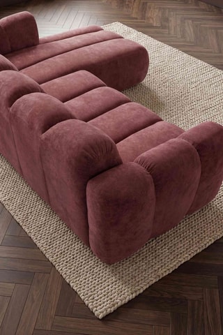 Canapé d'angle droit convertible Michell - Rose - 6 places - En tissu chenille antitache