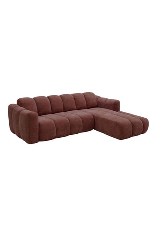 Canapé d'angle droit convertible Michell - Rose - 6 places - En tissu chenille antitache