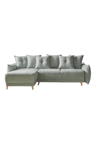 Canapé d'angle gauche convertible Lazy Lukka - Vert - 4 places - En tissu chenille antitache