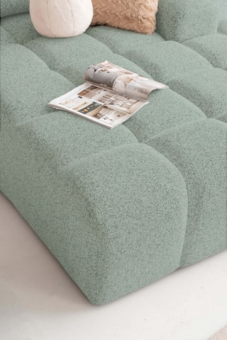 Canapé d'angle droit convertible Lulu - Vert chiné - 8 places - En tissu structuré