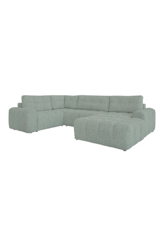 Canapé d'angle droit convertible Lulu - Vert chiné - 8 places - En tissu structuré