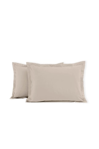 2 fundas de almohada de algodón - 57 hilos/cm² - Beige