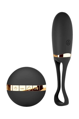 Huevo vibrador con mando Secret Delight - Negro y dorado - 14 cm