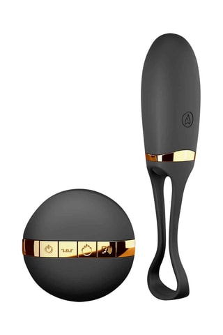 Huevo vibrador con mando Secret Delight - Negro y dorado - 14 cm