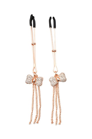Pinzas para pezones con lazos - Rosa dorado y negro