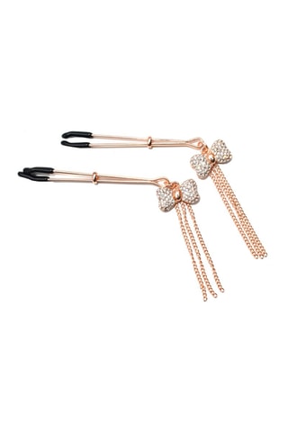 Pinzas para pezones con lazos - Rosa dorado y negro