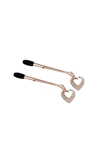 Pinzas para pezones - Corazón - Rosa dorado y negro