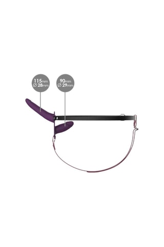 Strap-on con dildo doble - Negro y violeta - 23 cm