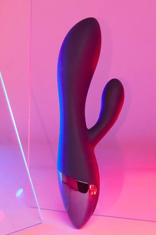 Vibrador con estimulador clitoriano Funky Bunny - 10,3 cm - Waterproof - Índigo