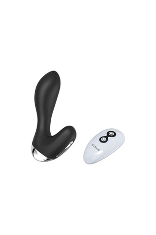Vibrador prostático waterproof con mando a distancia Pro-P  - Negro y plateado - 11 cm