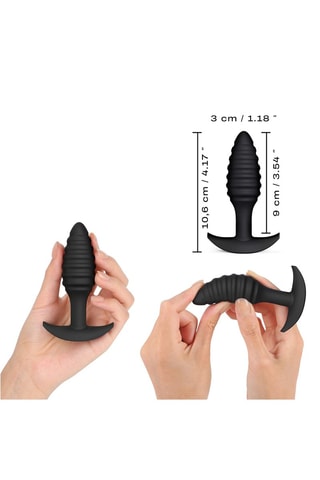 Plug anal Spiral - Waterproof - 9 cm - Negro