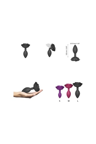 Plug anal Open Roses Talla L - Negro - 8 cm