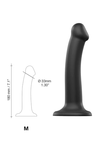 Dildo waterproof - Talla M - Negro - 18 cm