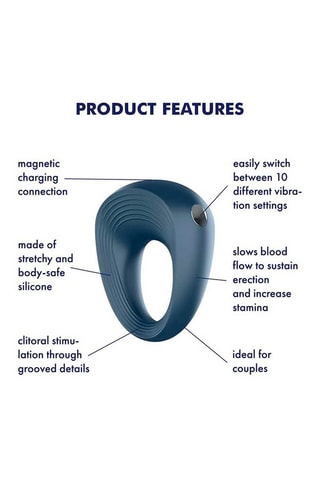Anillo vibrador para el pene Power ring - Azul marino