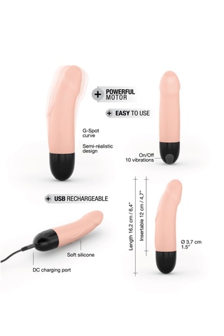 Vibrador recargable Real Vibration S flesh 2.0 - Beige - 12 cm