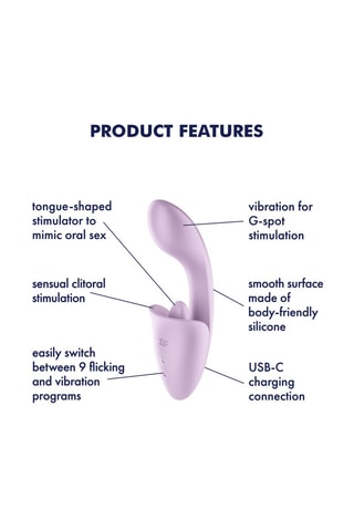 Vibrador rabbit tongue expert - Malva - 8 cm
