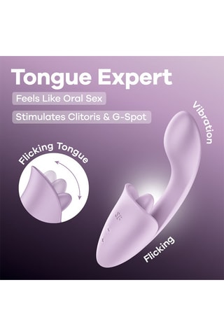 Vibrador rabbit tongue expert - Malva - 8 cm