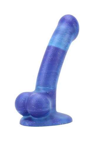 Godemiché waterproof galaxy semi-réaliste - Bleu - Taille M - 12,5 cm