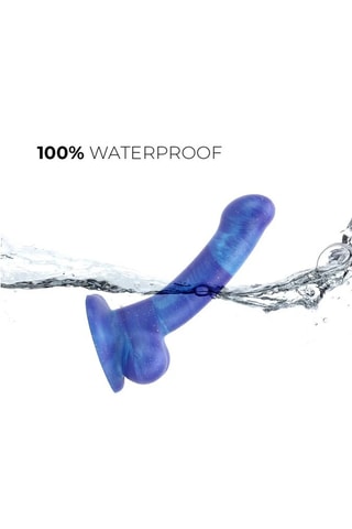 Godemiché waterproof galaxy semi-réaliste - Bleu - Taille M - 12,5 cm