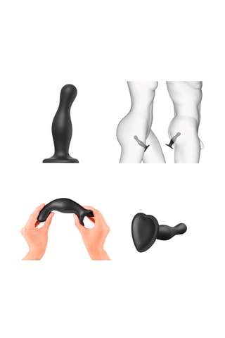 Godemiché dildo plug curvy - Taille L - Noir - 15 cm