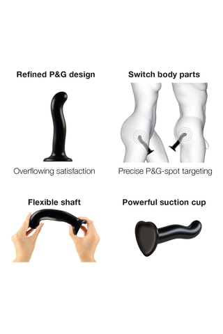 Dildo punto P&G - Talla XL - Negro - 18 cm