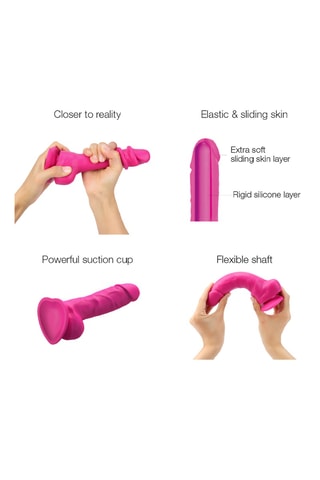 Godemichet réaliste sliding skin - Taille L - Fuchsia - 14 cm