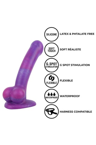 Godemiché waterproof galaxy semi-réaliste - Violet - Taille XL - 14,5 cm