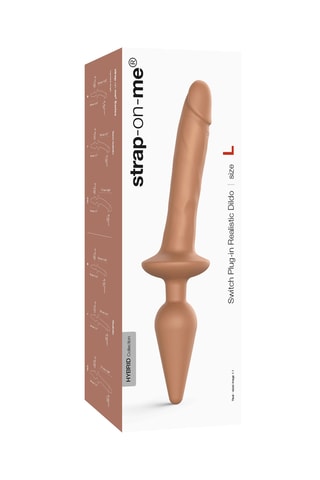 Godemichet réaliste switch plug-in caramel taille L - Beige - 15 cm