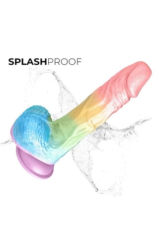 Godemichet waterproof rainbow rotatif et vibrant - Rose et jaune - 15 cm