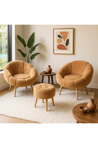2 fauteuils et 1 pouf Lida