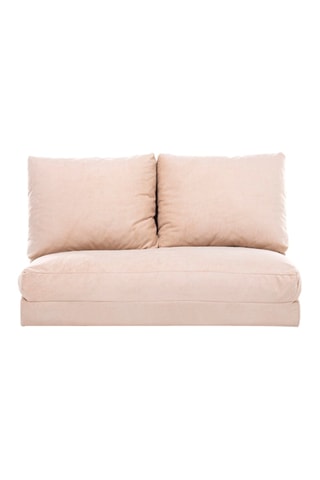 Canapé convertible en hêtre Taida - Crème - 3 places - Revêtement tissu chenille