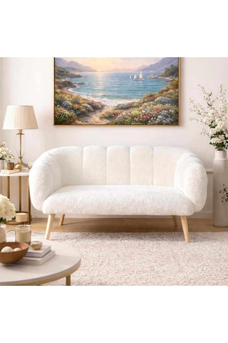 Canapé - 2 places - Blanc - En tissu wellsoft