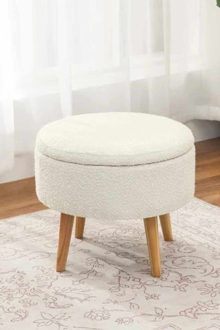 Pouf Berlin Wellsoft - Blanc - En tissu structuré