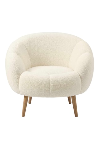 Fauteuil en frêne Lida - Blanc - En tissu bouclette