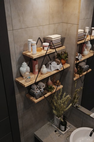 Etagère murale en bois massif - 70 x 60 x 16 cm