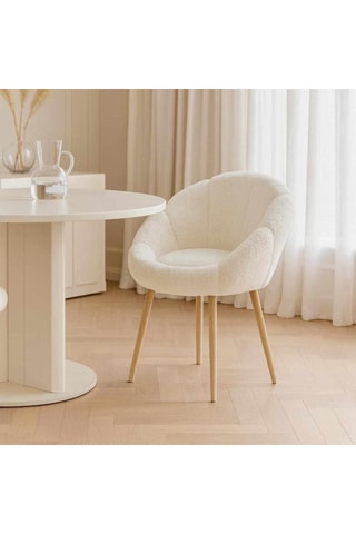 Fauteuil Papatya - Blanc - En tissu bouclette