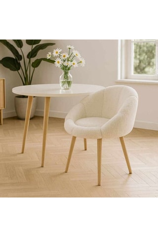Fauteuil Papatya - Blanc - En tissu bouclette