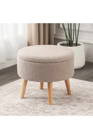 Pouf Berlin Wellsoft - Beige - Tissu bouclette