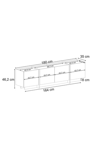 Meuble TV 4 portes - 164 x 46,2 x 35 cm