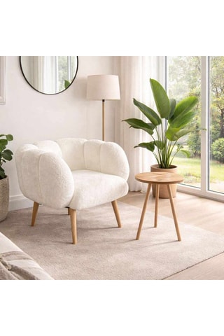 Fauteuil Lotus - Blanc - En tissu bouclette