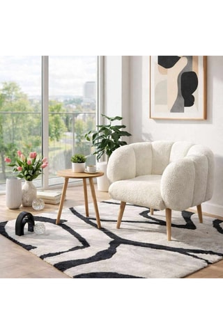 Fauteuil Lotus - Blanc - En tissu bouclette