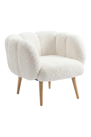 Fauteuil Lotus - Blanc - En tissu bouclette