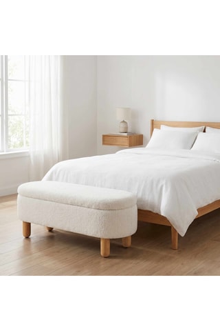 Banc- coffre Bohem - Blanc - En tissu bouclette