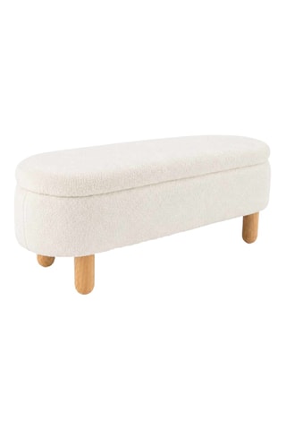Banc- coffre Bohem - Blanc - En tissu bouclette