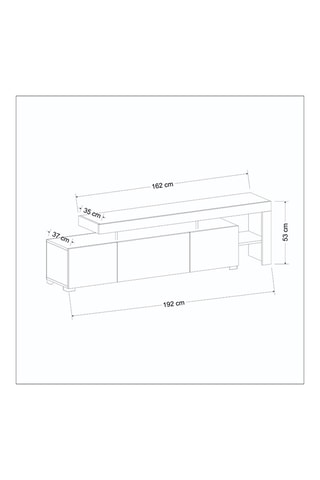 Meuble TV 2 portes et abattant - 192 x 53 x 37 cm