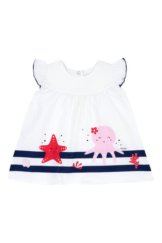Jurk - Wit en Marineblauw