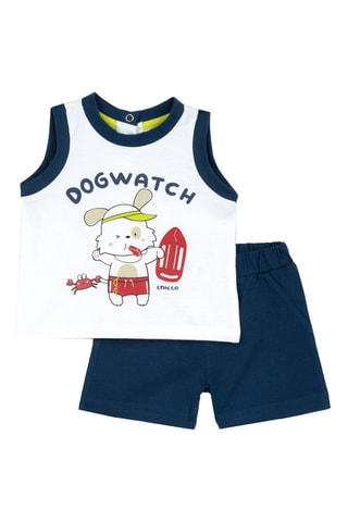 Hemd en Short - Wit en Pauwblauw
