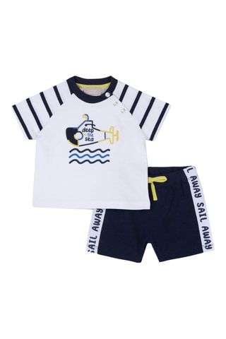 T-shirt en Short Wit en Blauw